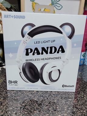 Panda LED Light Up Wireless Over-Ear Headphones - White